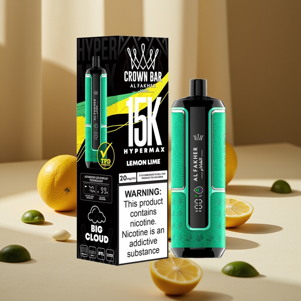 Al Fakher Crown Bar 15K Hypermax Disposable Vape Kit Lămâie Lime 15.000 de fumuri 22ml