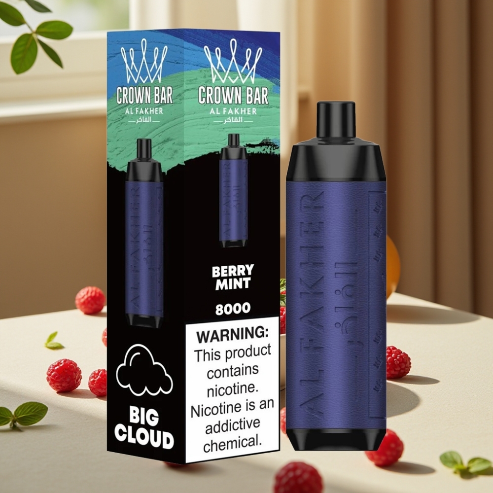 Al Fakher Crown Bar 8000 Crystal Disposable Vape Afine Menta 8000 de fumuri 18ml 5mg