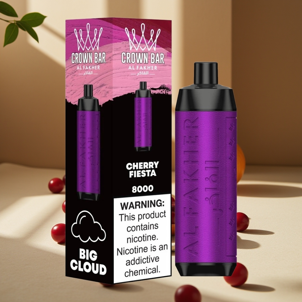 Al Fakher Crown Bar 8000 Crystal Disposable Vape Cherry Fiesta 18ml 5mg