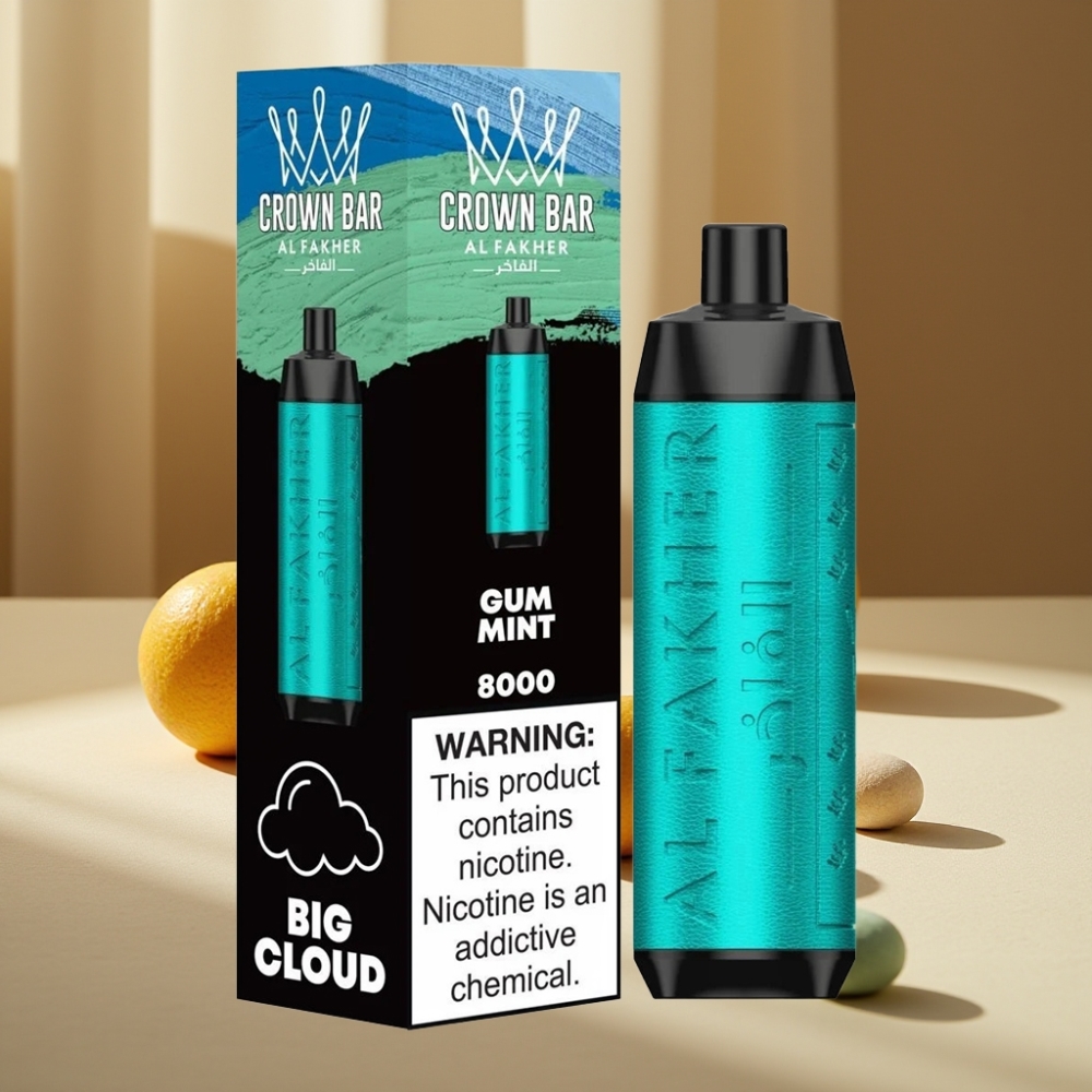 Al Fakher Crown Bar 8000 Crystal Disposable Vape Gum Mint 18ml 5mg