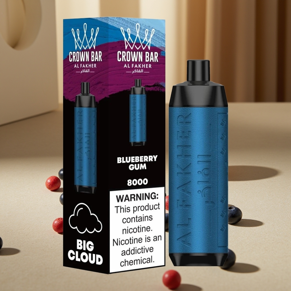 Al Fakher Crown Bar 8000 Crystal Disposable Vape Guma de Afine 8000 Pufuri 18ml