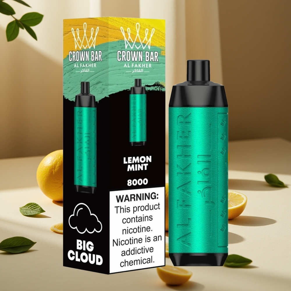 Al Fakher Crown Bar 8000 Crystal Disposable Vape Lămâiță Mentă 8000 Pufuri 18ml