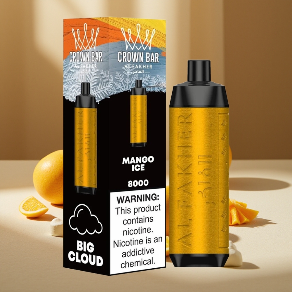 Al Fakher Crown Bar 8000 Crystal Disposable Vape Mango Gheață 8000 de fumuri 18ml