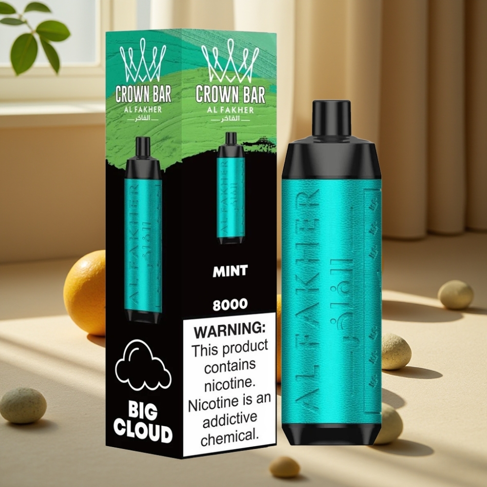 Al Fakher Crown Bar 8000 Crystal Disposable Vape Mentă 8000 Pufări 18ml
