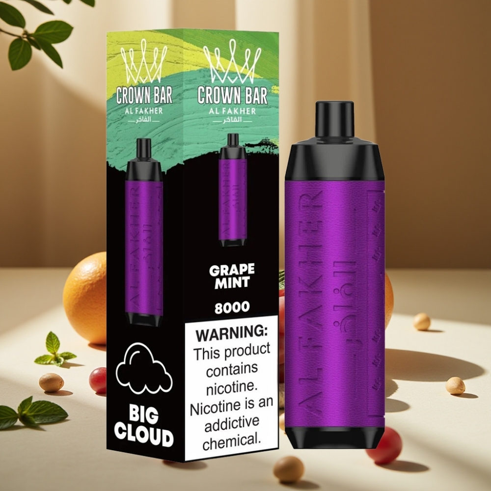 Al Fakher Crown Bar 8000 Crystal Disposable Vape Struguri Menta 8000 puffuri 18ml