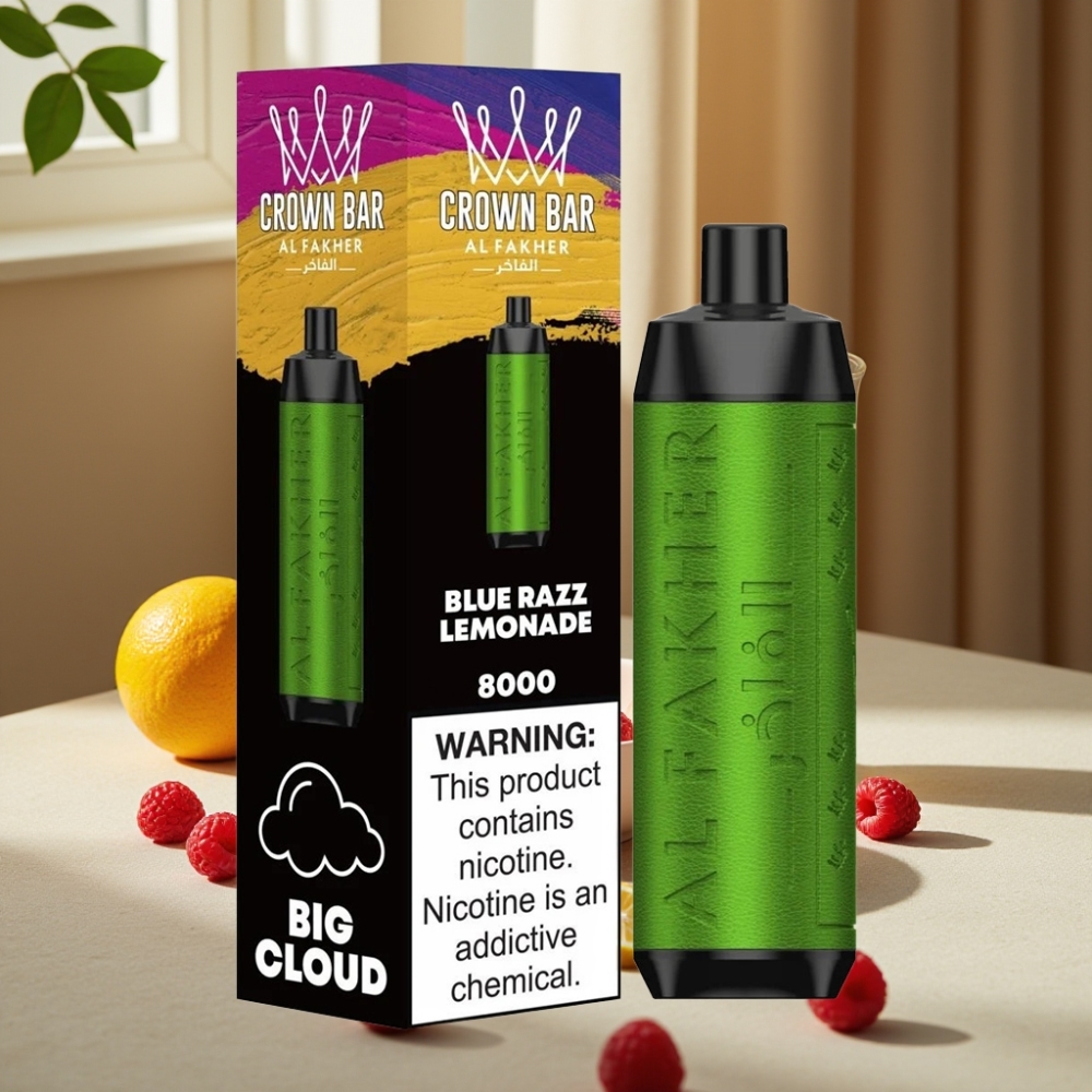 Al Fakher Crown Bar 8000 Crystal Disposable Vape Zmeură Albastră Limonadă 18ml 600mAh