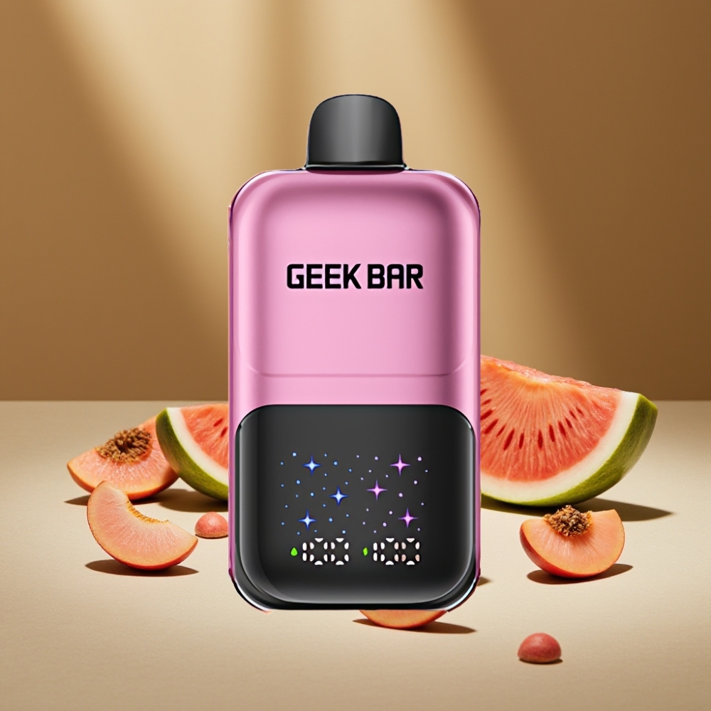 GEEK BAR 2GO 50000 Pufări 20ml și Aroma de piersică & pepene verde cu ecran interactiv și baterie reîncărcabilă