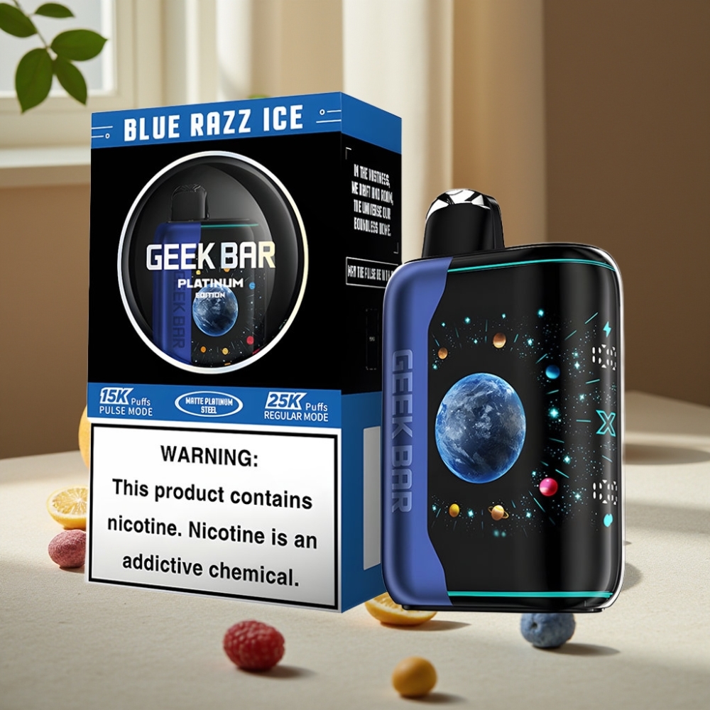 GEEK BAR Platinum Edition 25000 de Pufuri Ecran 3D Dinamic și Încărcare Rapidă USB-Type C Blue Razz Ice