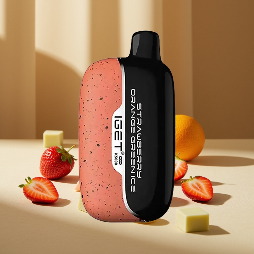IGET Moon K5000 Puffs Capsă Dispozabilă Capsă Dispozabilă Aromă Căpșuni Portocale Gheață Verde, 5000 Pufuri, 81.5 g