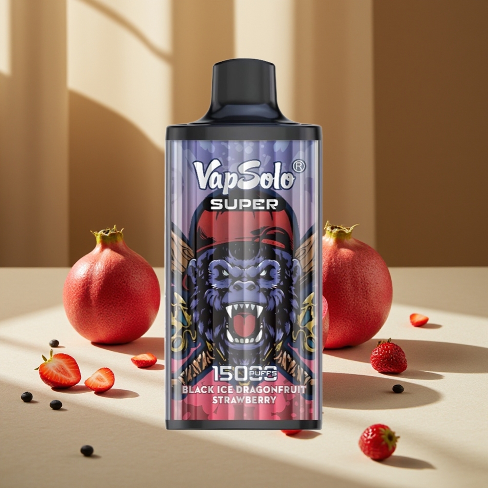 Vapsolo Super 15000 Puffs Gheață Neagră Ananas Dragonfruit Căpșuni 40ml 850mAh