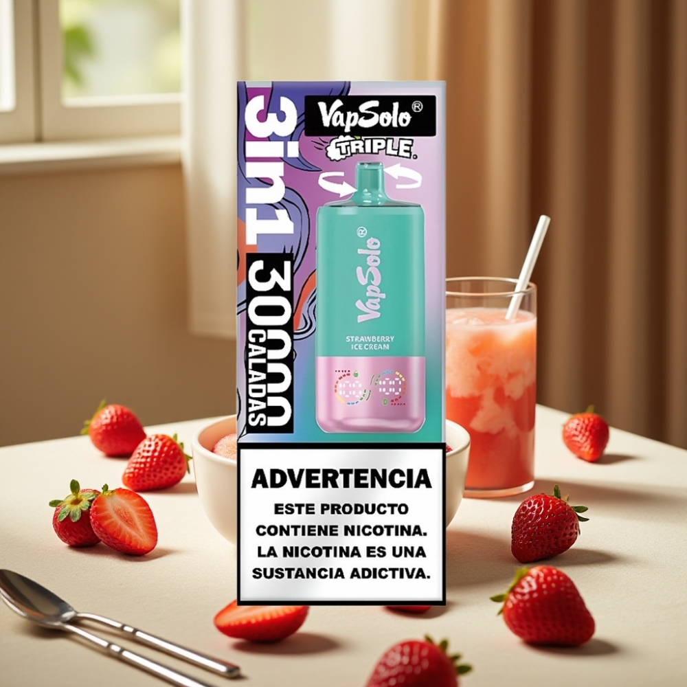 VapSolo Triple 30000 Pufuri Cireașă Înghețată 40ml 20mg/ml