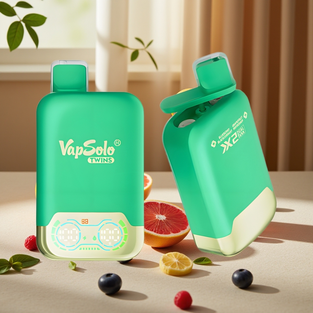 Vapsolo Twins 20000 Puffs Afine Coacăză Albastru & Grepfrut Răcoritor 40ml 20mg/ml