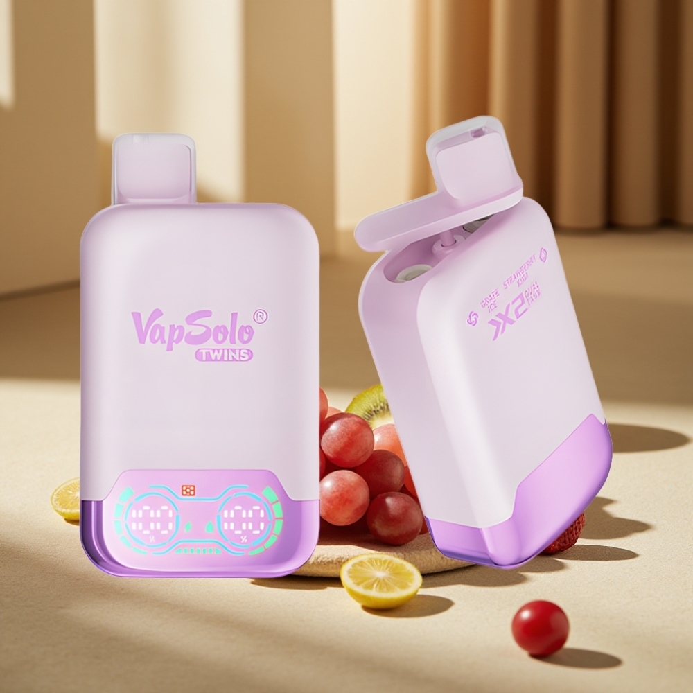Vapsolo Twins 20000 Puffs Struguri Înghețați & Căpșuni Kiwi 40ml 20mg/ml