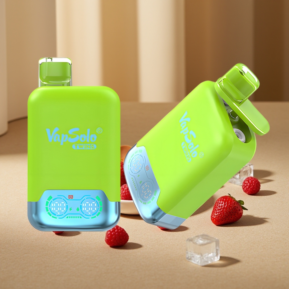 Vapsolo Twins 20000 Pufuri Capsa de Capsuni Kiwi & Capsuni Zmeura Ciresa Gheata, 40 ml, Tip-C