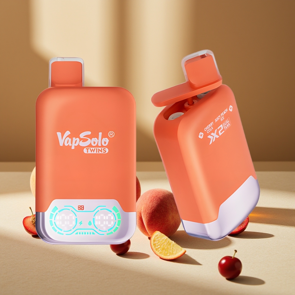 Vapsolo Twins 20000 Pufuri Cireșe Cola & Piersică Suculentă cu Gheață 40ml 20mg/ml