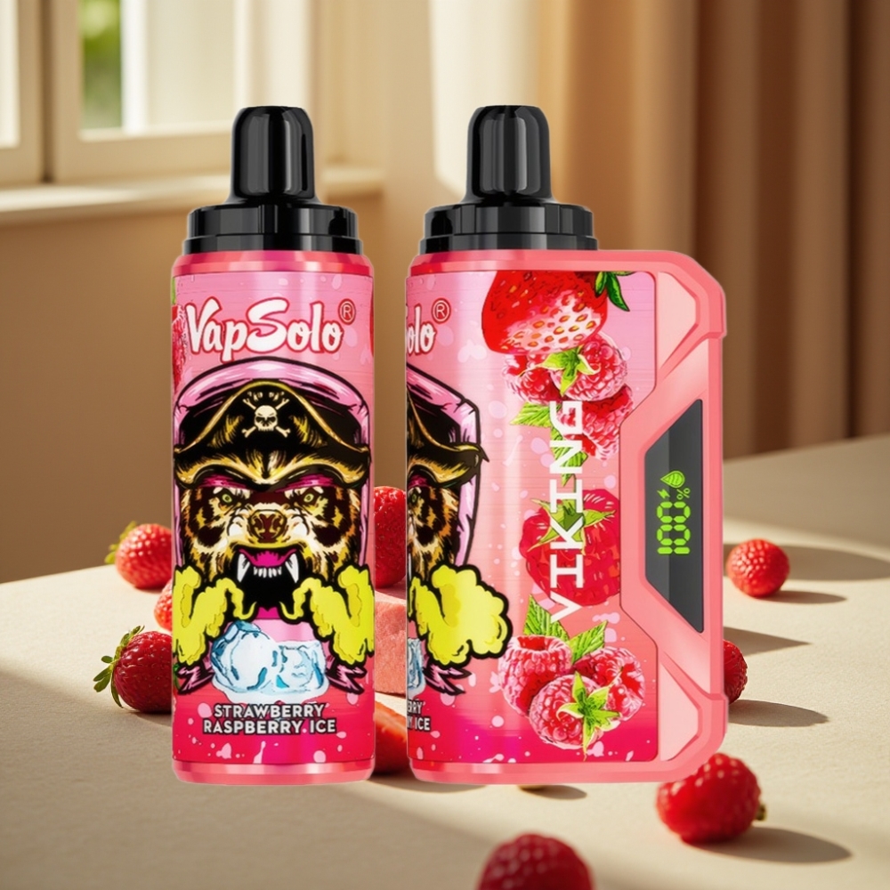 VapSolo VIKING 12000 Pufuri Disposable Vape Capsuni Zmeură Gheață 22ml 50mg/ml