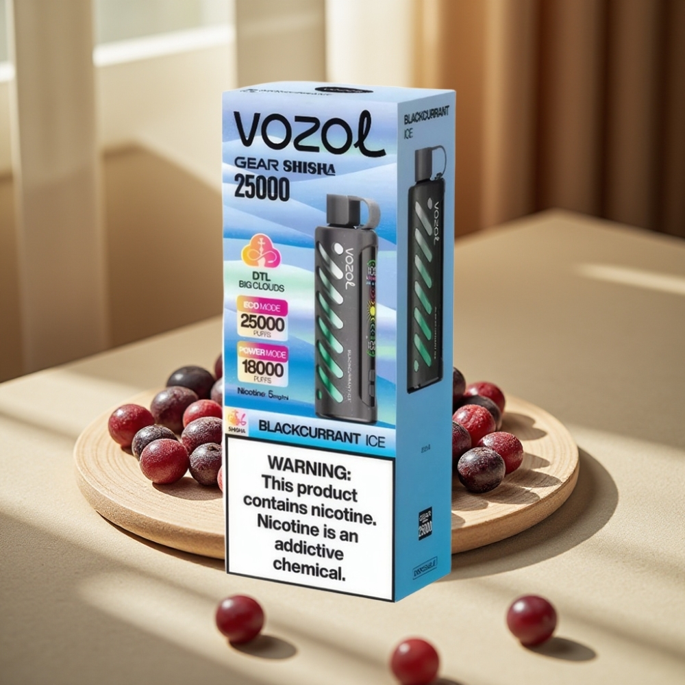 VOZOL Gear Shisha 25000 Puffs Coapsă Neagră Gheață 1000mAh 5mg/ml