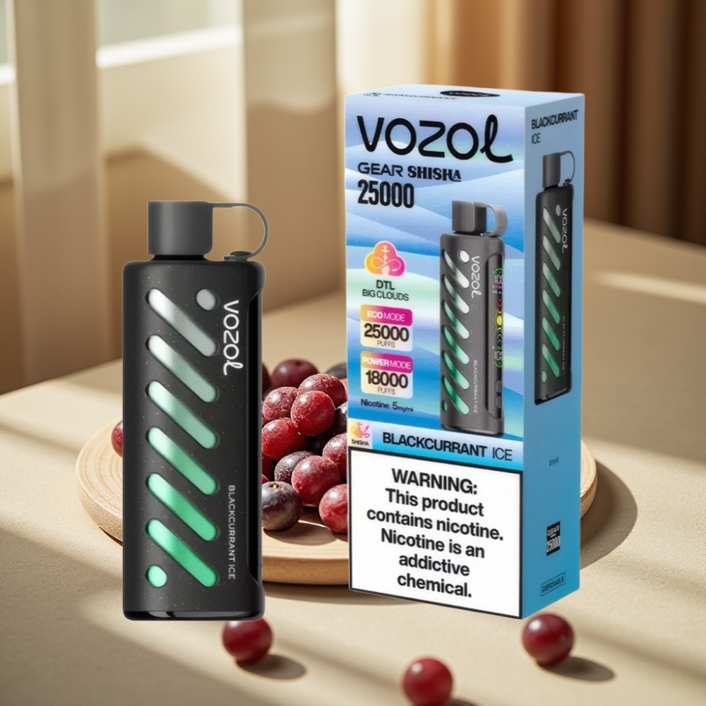 VOZOL Gear Shisha 25000 Puffs Coapsă Neagră Gheață 1000mAh 5mg/ml