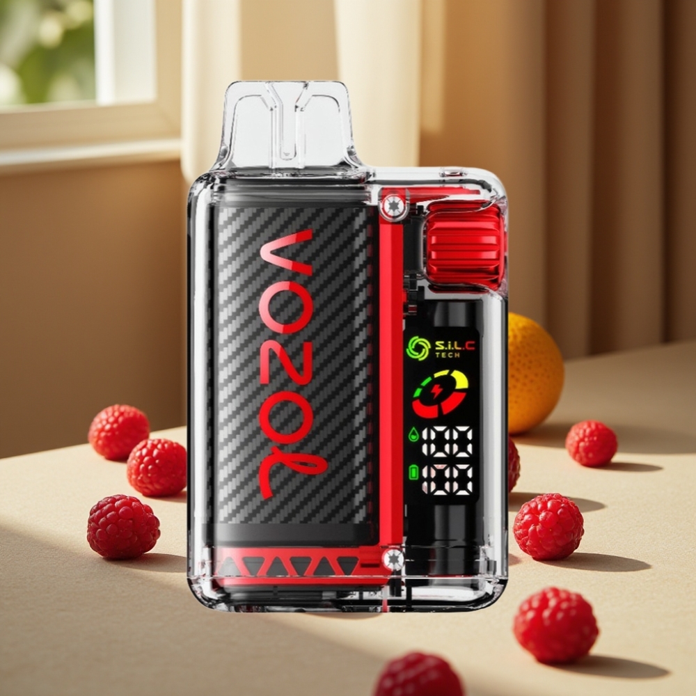 VOZOL Vista 20000 Pufuri Capsă Reîncărcabilă cu Afișaj OLED și Rezistență S.i.L.C Tech Dual Mesh Coil, Aroma Căpșuni Zmeură Cireșe