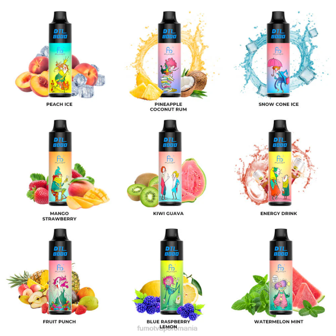 Fumot Vape Price - Fumot DTL 8000 stilou vape de unică folosință - 16 ml (1 bucată) V26X423 rom ananas nucă de cocos