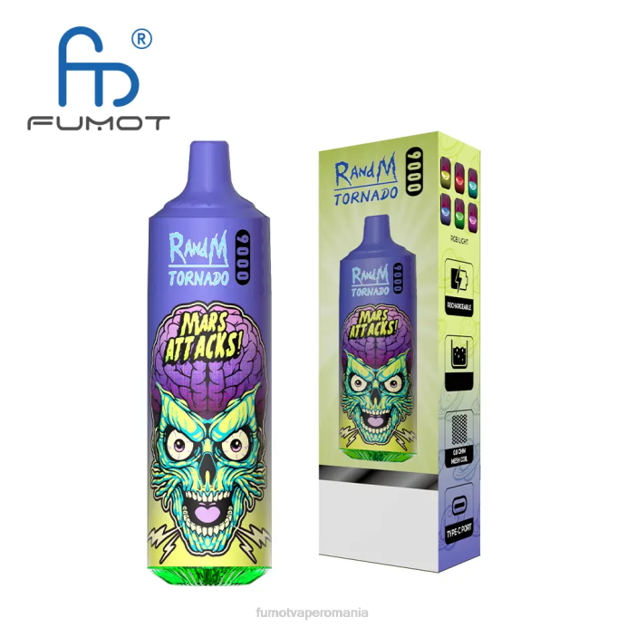Fumot Vape Review - Fumot Tornado 9000 stilou vape de unică folosință - 18 ml (1 bucată) V26X10 gheață luxuriantă