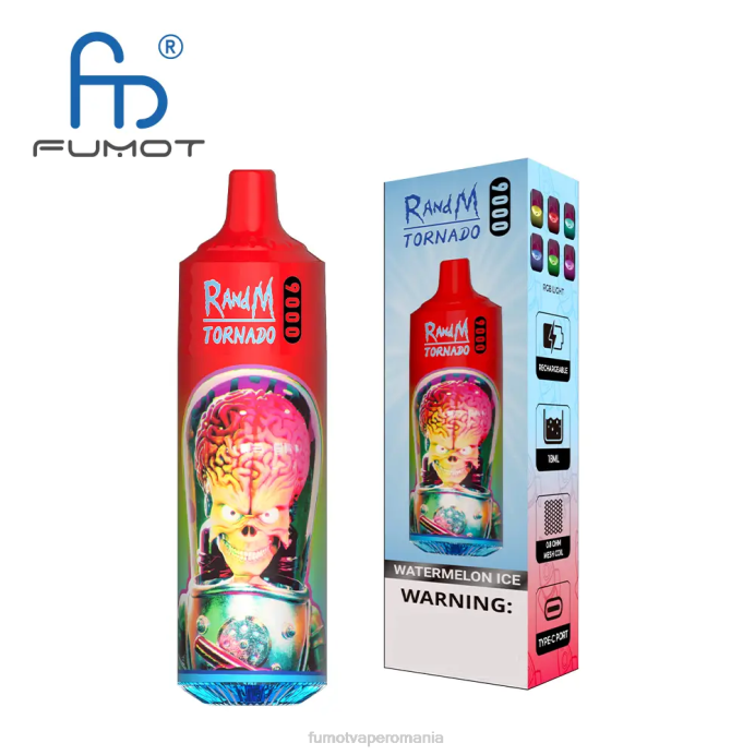 Fumot Vape Review - Fumot Tornado 9000 stilou vape de unică folosință - 18 ml (1 bucată) V26X10 gheață luxuriantă